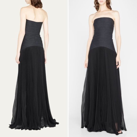 Alexis Sunniva Pleated Strapless Black Maxi Dress Gown - Picture 12 of 13